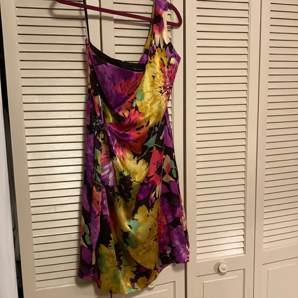 The Limited 100% silk off the shoulders with a sarong waist.